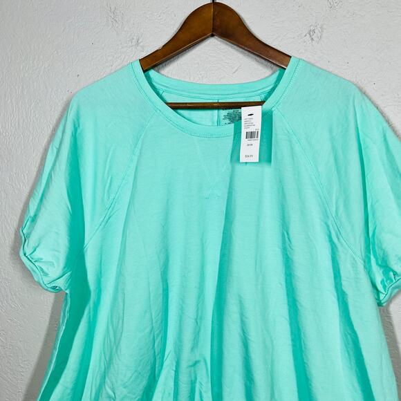 NEW! Lane Bryant Livi Activewear Henley Crop Tee Cuffed Mint Green - 22/24 - Picture 2 of 5